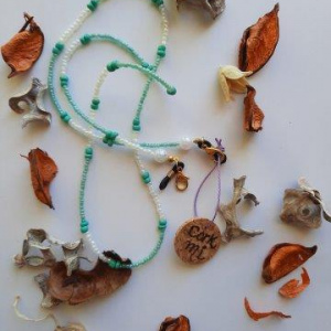 Fio BEADS 2x1 Verde e creme 