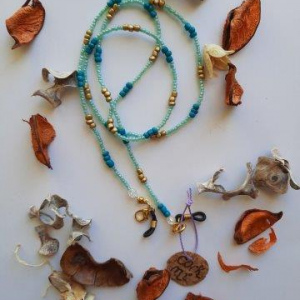 Fio para Máscaras e Óculos  BEADS Verde com Dourado 