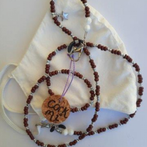 Fio Senhora 2x1 BEADS Castanho estrela  c/ cromado