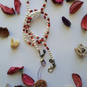 Fio Senhora 2x1 Beads Pérola c/ vermelho e castanho